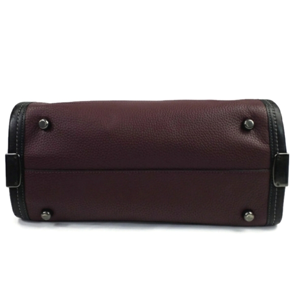 Coach Pebbled Leather COH Swagger Burgundy Colorblock Satchel Purse Chain Strap - Picture 5 of 16